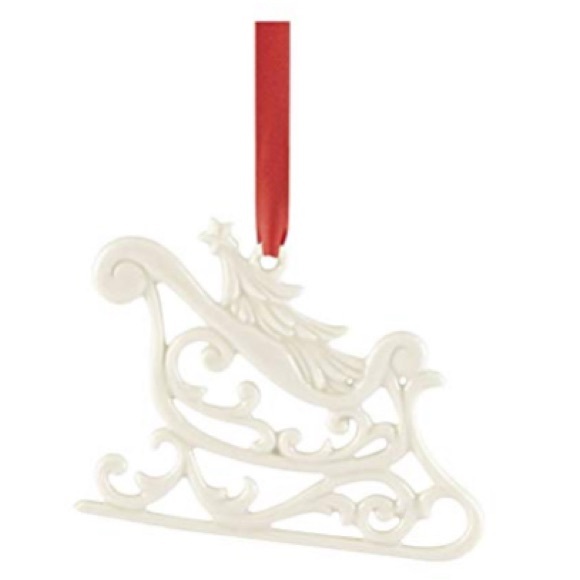 Lenox Ivory Pierced Sleigh Charm Ornament - Picture 1 of 2